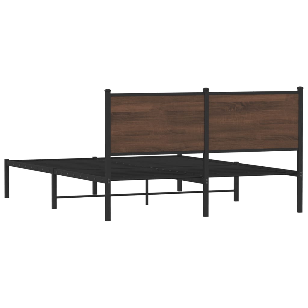 vidaXL Cadre de lit en métal sans matelas chêne marron 140x200 cm