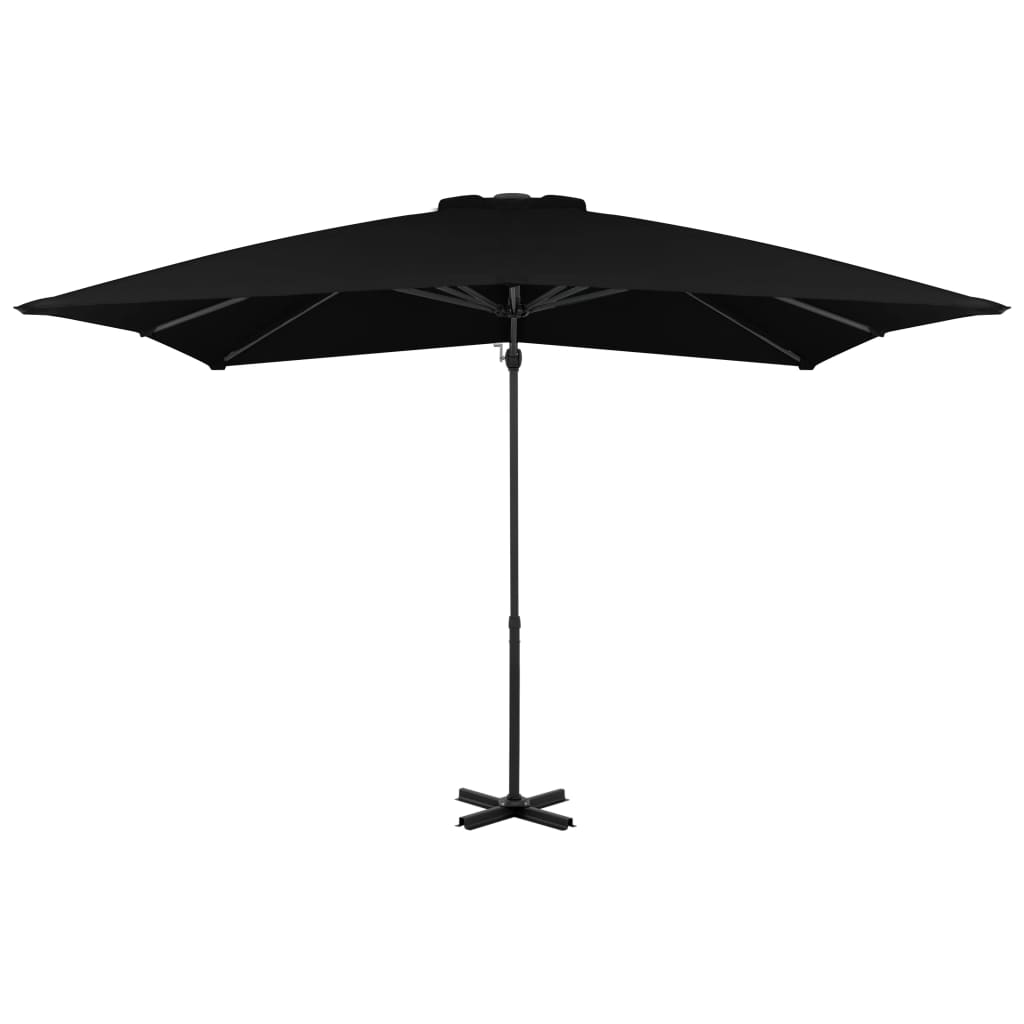 vidaXL Parasol de jardin en porte-à-faux et mât en aluminium noir