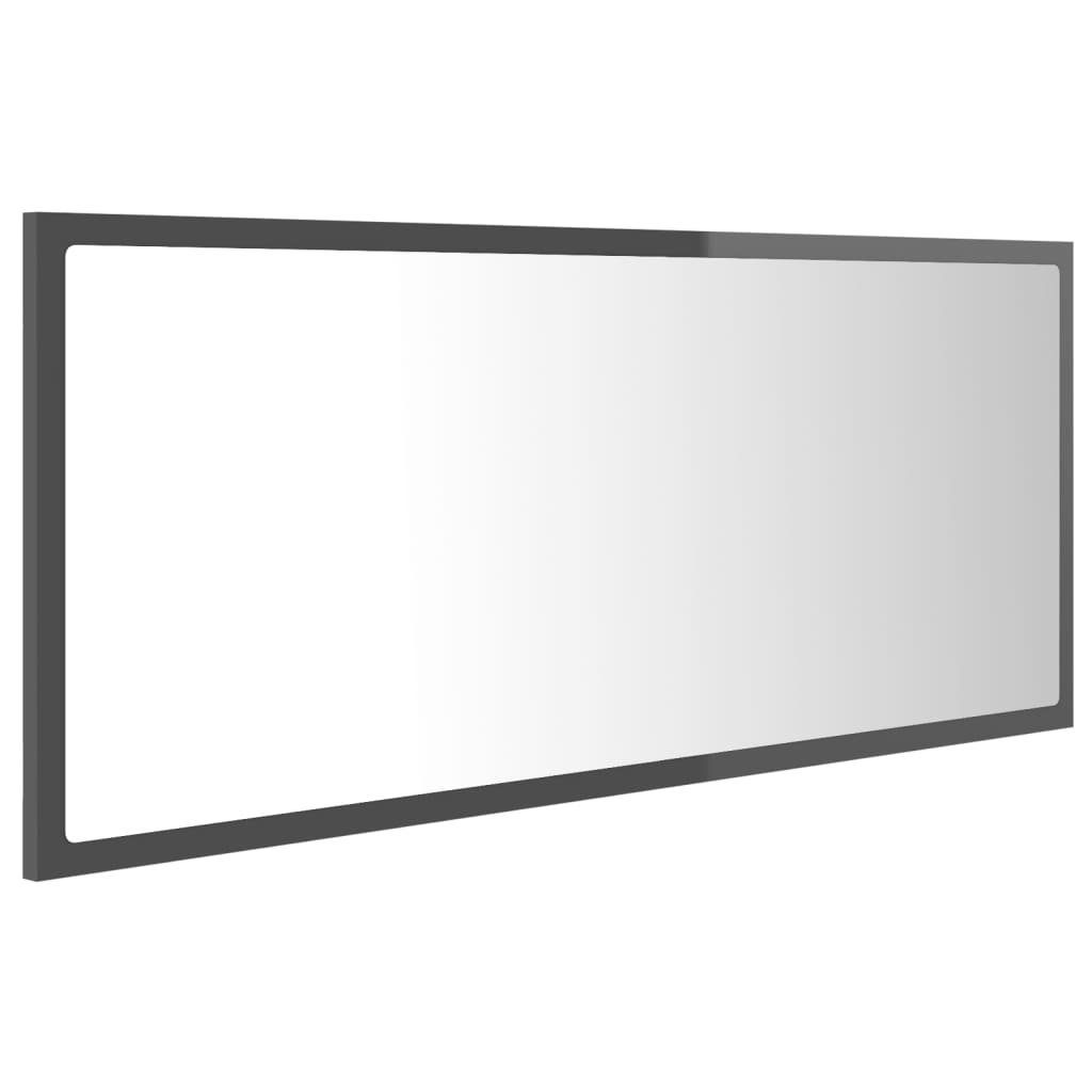 vidaXL Miroir LED salle de bain Gris brillant 100x8,5x37 cm Acrylique