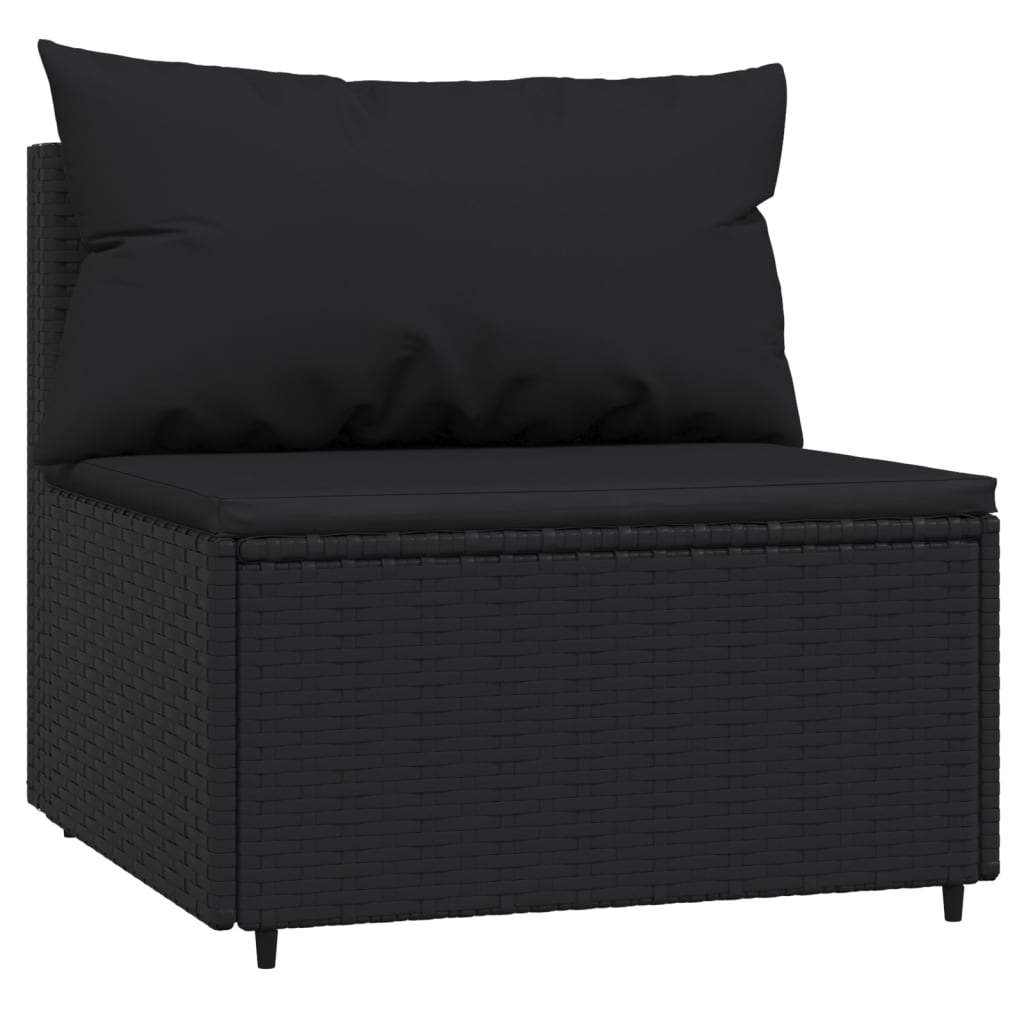 vidaXL Salon de jardin 3 pcs avec coussins Noir Résine tressée