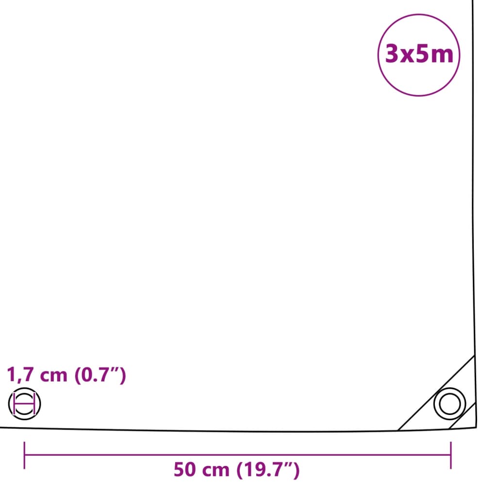 vidaXL Bâche de protection 650 g/m² 3x5 m Noir