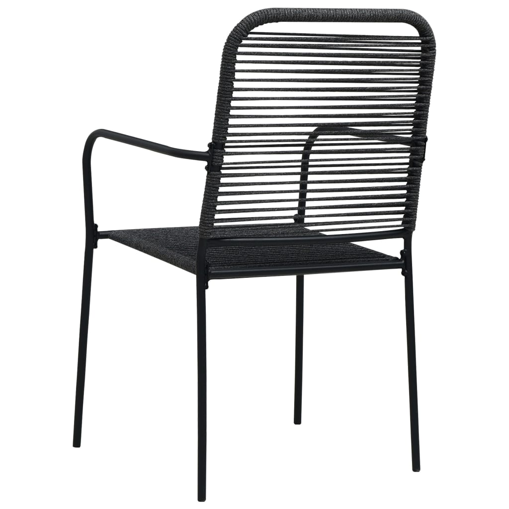 vidaXL Chaises de jardin lot de 4 Corde en coton et acier Noir