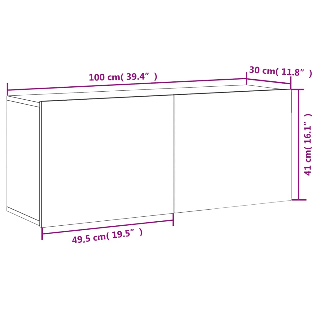 vidaXL Meuble TV mural blanc 100x30x41 cm