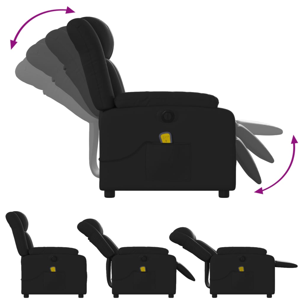 vidaXL Fauteuil de massage inclinable électrique noir similicuir