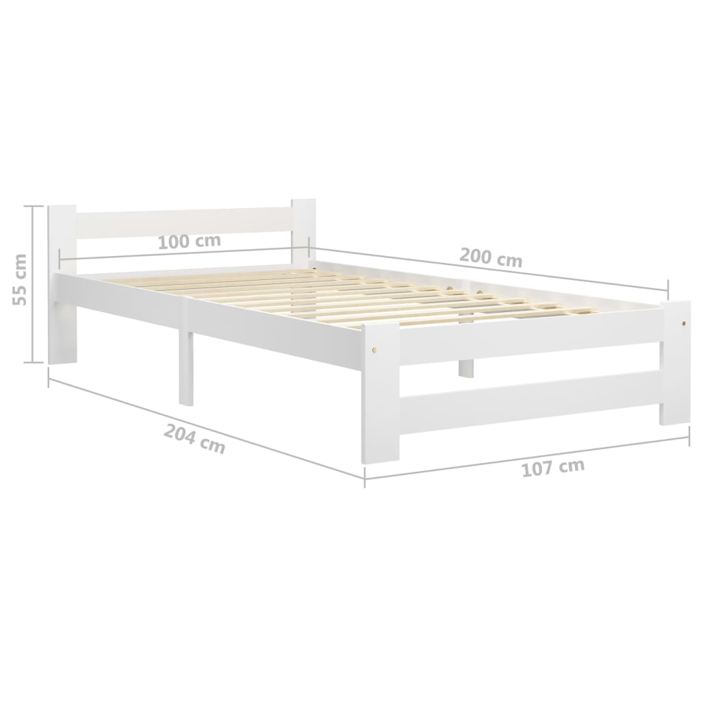 vidaXL Cadre de lit sans matelas blanc bois de pin massif 100x200 cm