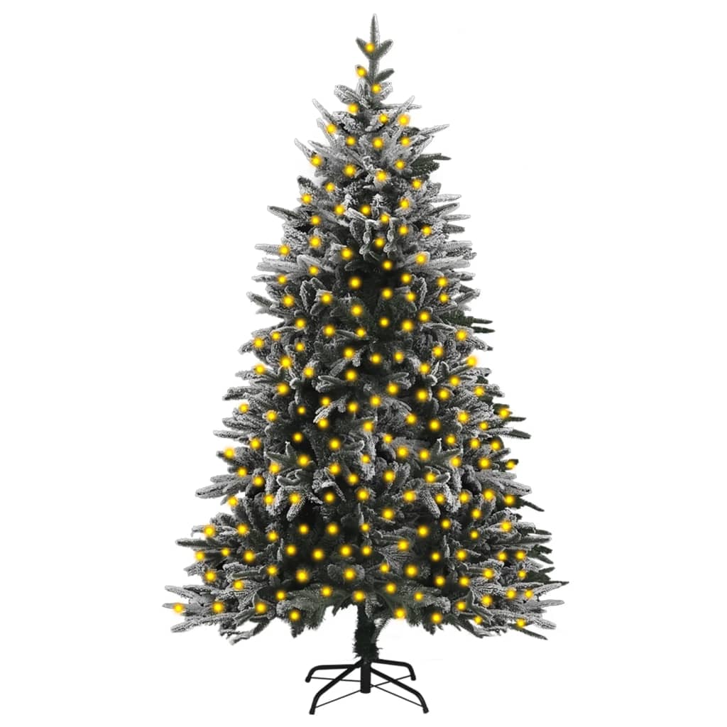 vidaXL Arbre de Noël artificiel pré-éclairé/flocons de neige PVC PE