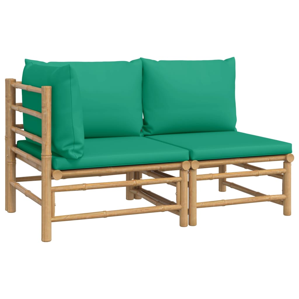 vidaXL Salon de jardin 2 pcs avec coussins vert bambou