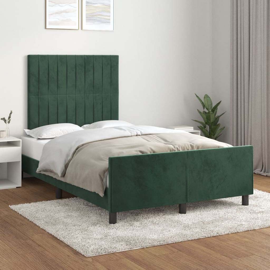 vidaXL Cadre de lit sans matelas vert foncé 120x190 cm velours