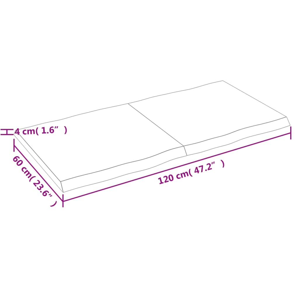 vidaXL Dessus de table bois massif non traité bordure assortie