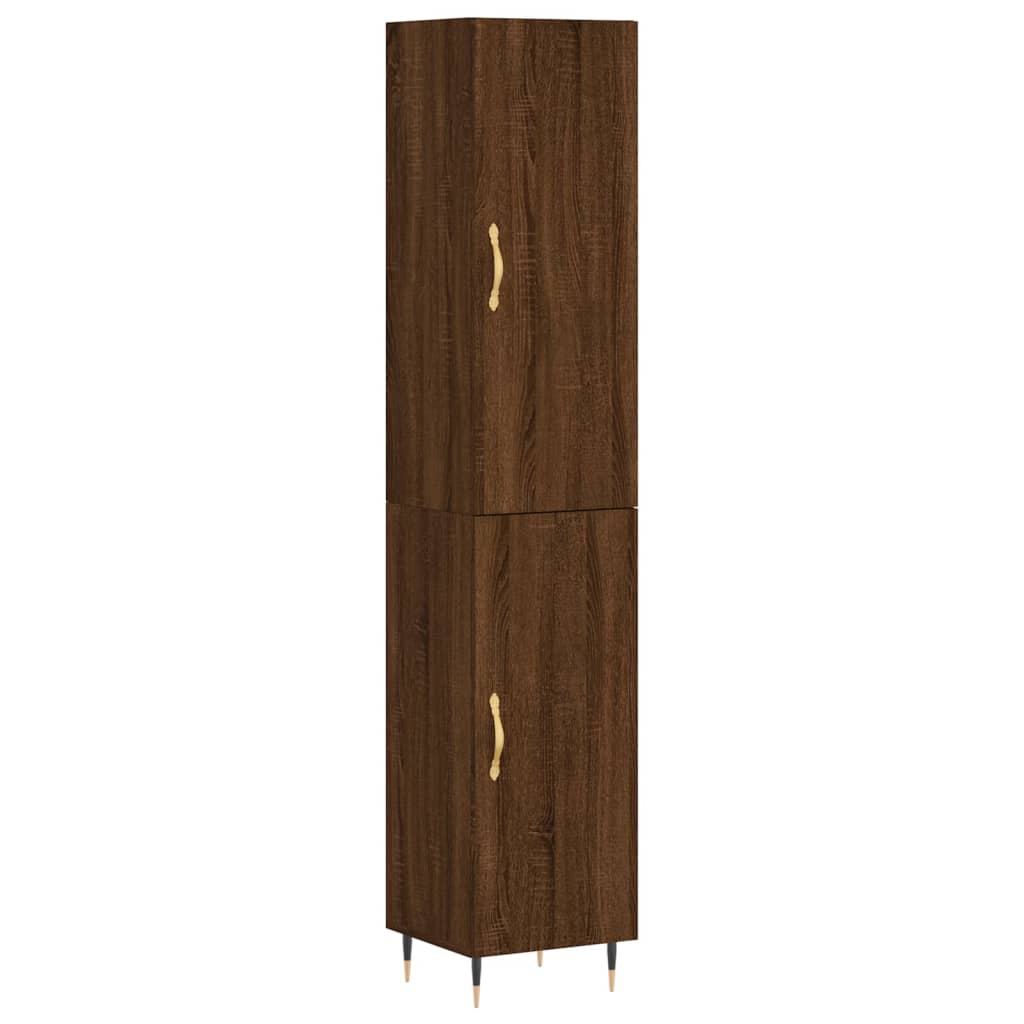 vidaXL Buffet haut Chêne marron 34,5x34x180 cm Bois d'ingénierie