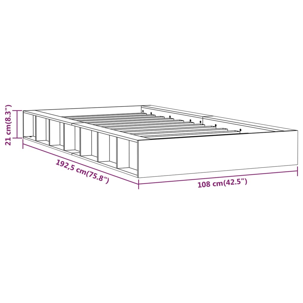 vidaXL Cadre de lit sans matelas blanc 90x190 cm bois massif