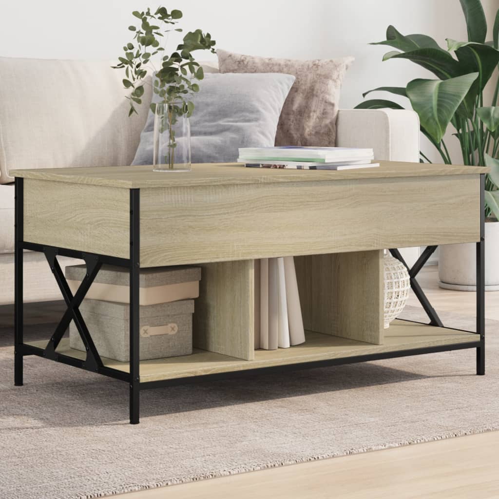 vidaXL Table basse chêne sonoma 100x55x50cm bois d'ingénierie et métal