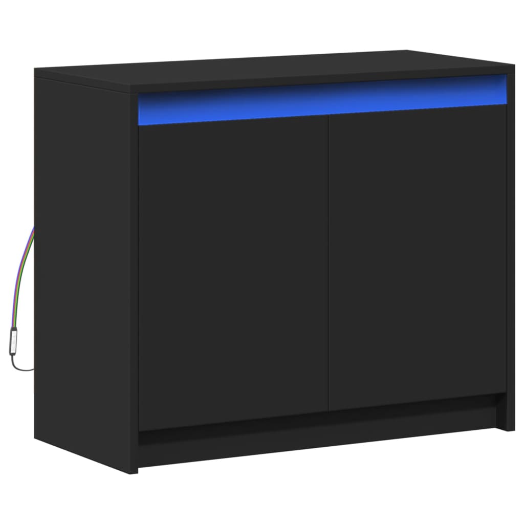 vidaXL Buffet avec LED noir 72x34x61 cm bois d'ingénierie