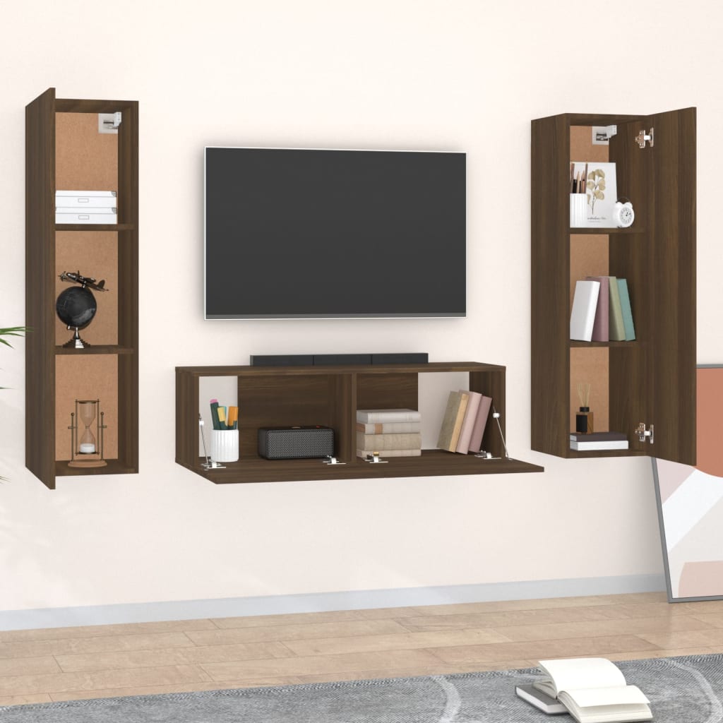 vidaXL Ensemble de meubles TV 3 pcs Chêne marron Bois d'ingénierie