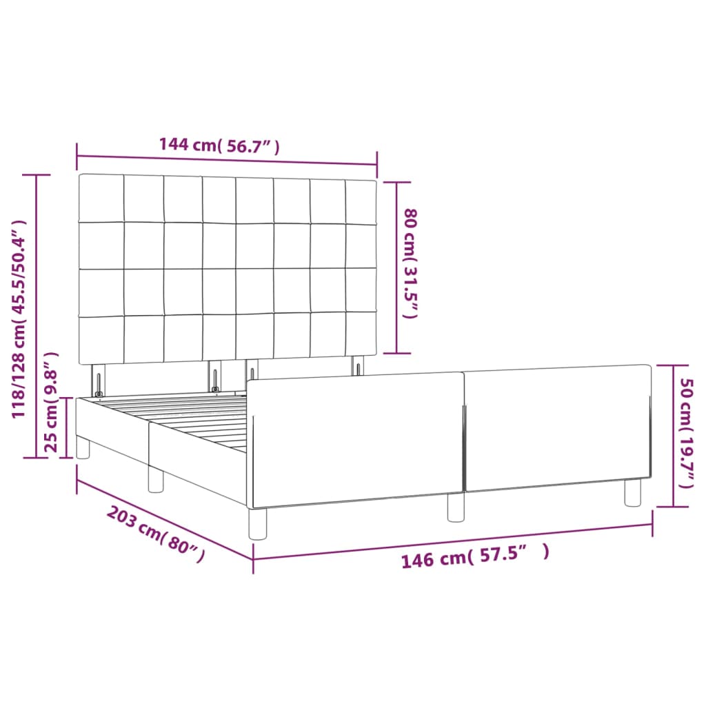 vidaXL Cadre de lit avec tête de lit Rose 140x200 cm Velours