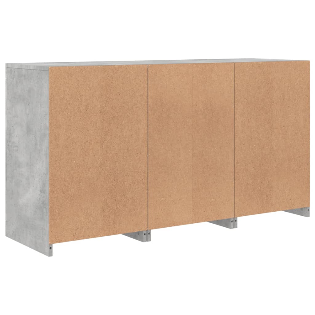 vidaXL Buffet avec lumières LED gris béton 123x37x67 cm