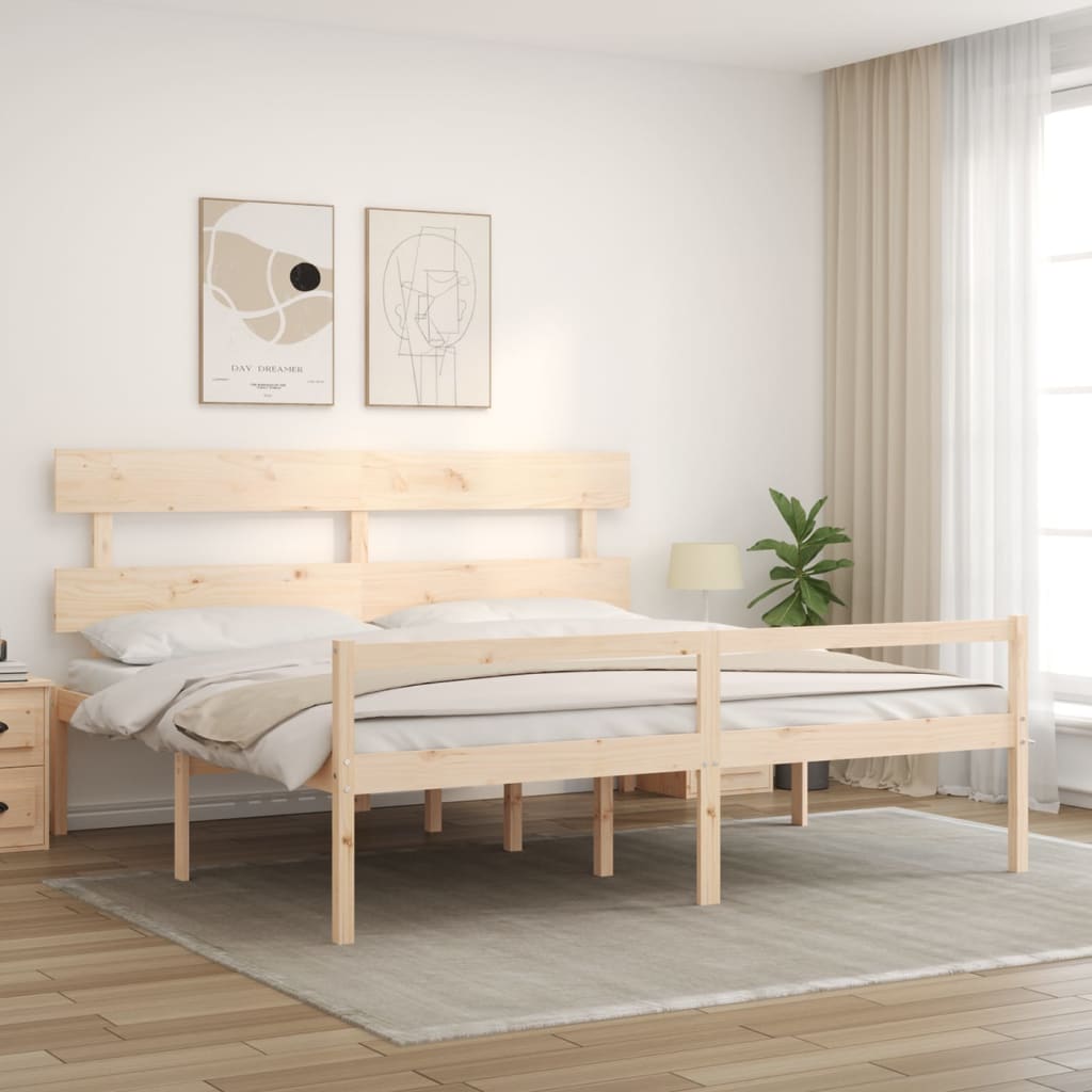 vidaXL Lit pour personne âgée et tête de lit 200x200 cm bois massif