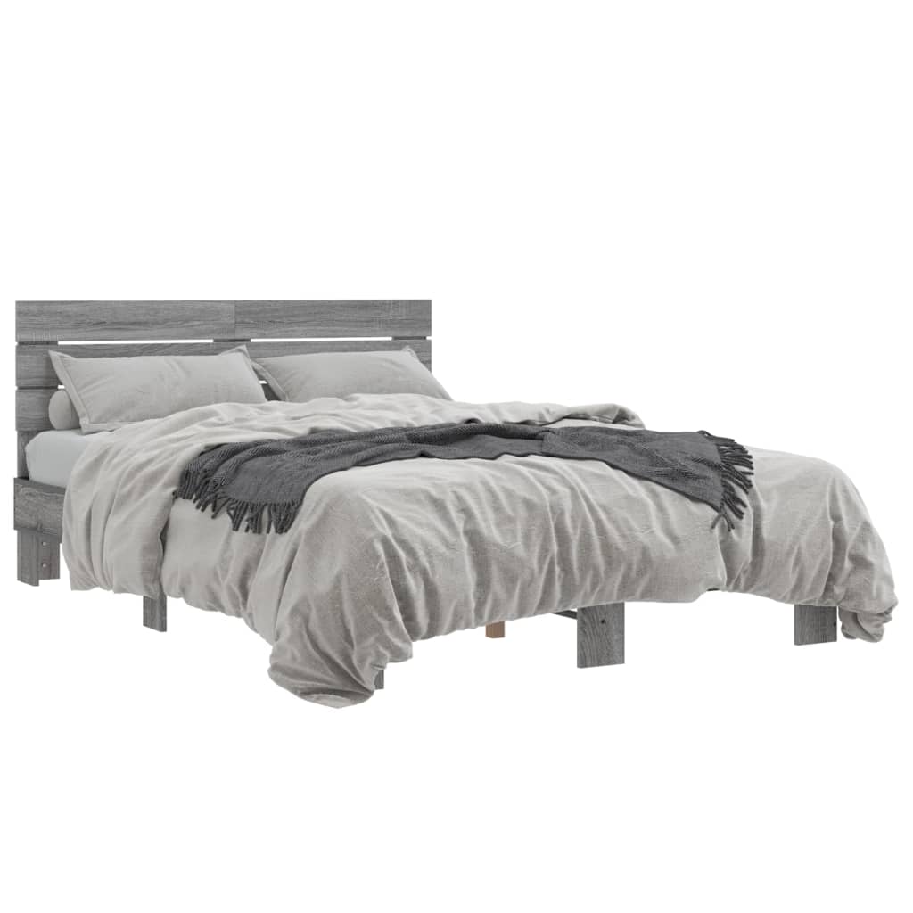 vidaXL Cadre de lit sans matelas sonoma gris 140x190 cm