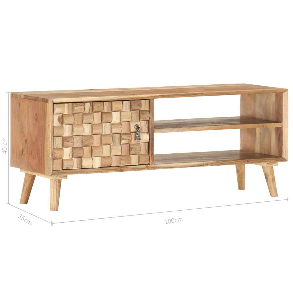 vidaXL Meuble TV 100x35x40 cm Bois d'acacia massif