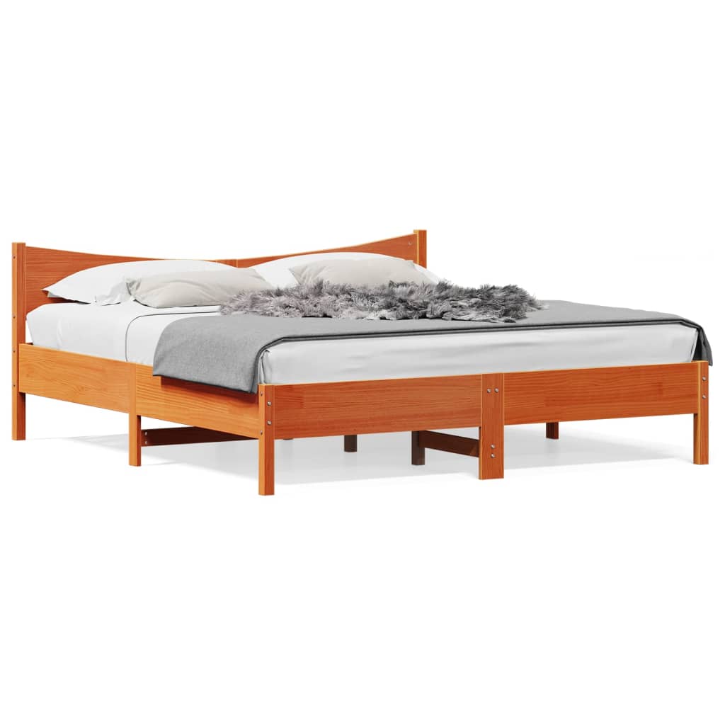 vidaXL Cadre de lit sans matelas cire marron 200x200cm bois pin massif