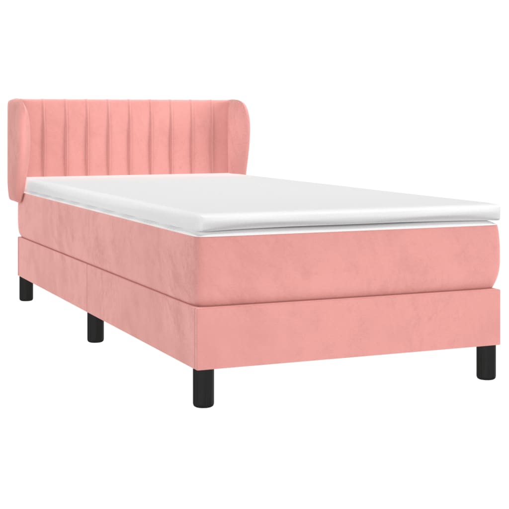 vidaXL Sommier à lattes de lit avec matelas Rose 100x200 cm Velours