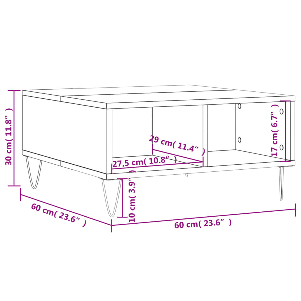 vidaXL Table basse blanc 60x60x30 cm bois d'ingénierie