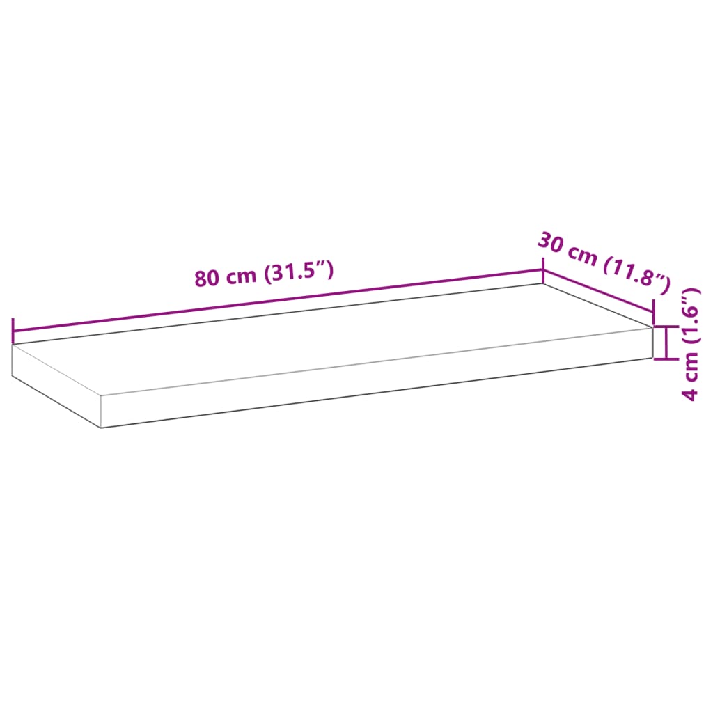 vidaXL Dessus de table 80x30x4 cm rectangulaire bois massif d'acacia