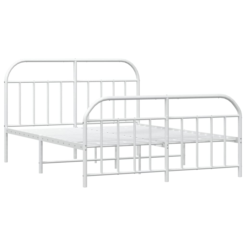 vidaXL Cadre de lit métal sans matelas et pied de lit blanc 150x200 cm