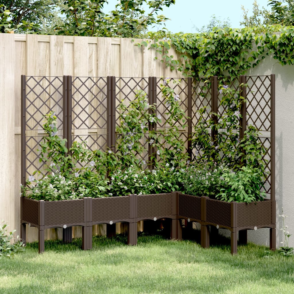 vidaXL Jardinière avec treillis marron 160x120x142 cm PP