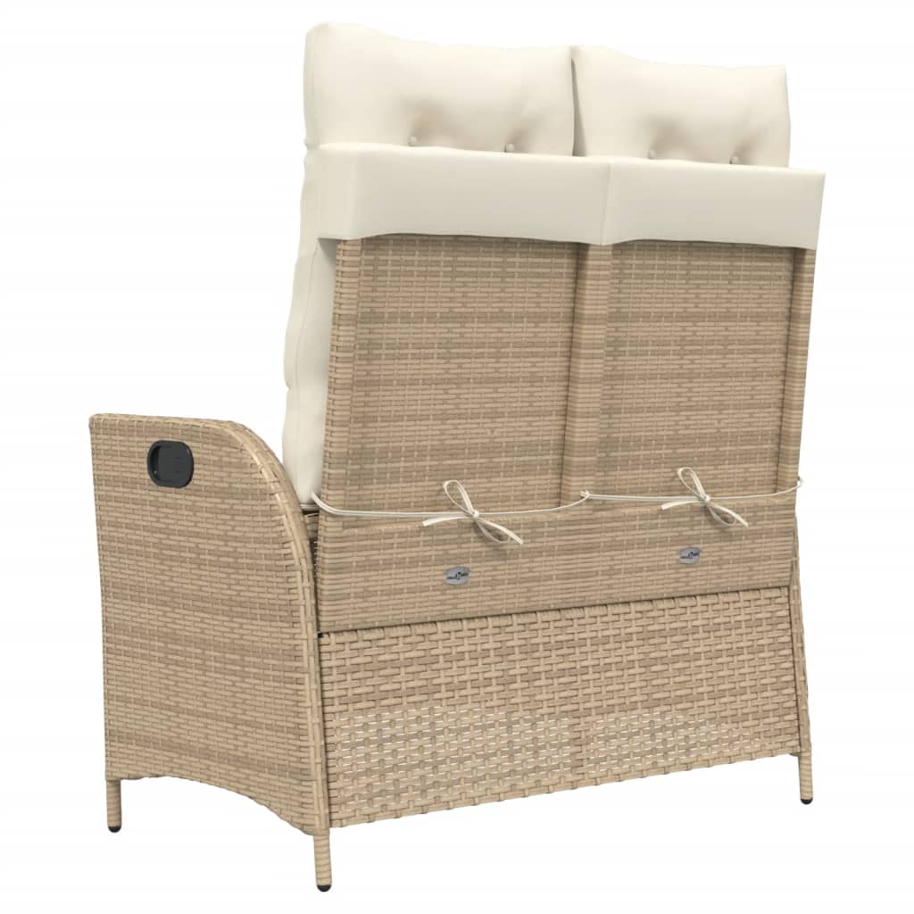 vidaXL Banc inclinable de jardin avec coussins beige résine tressée