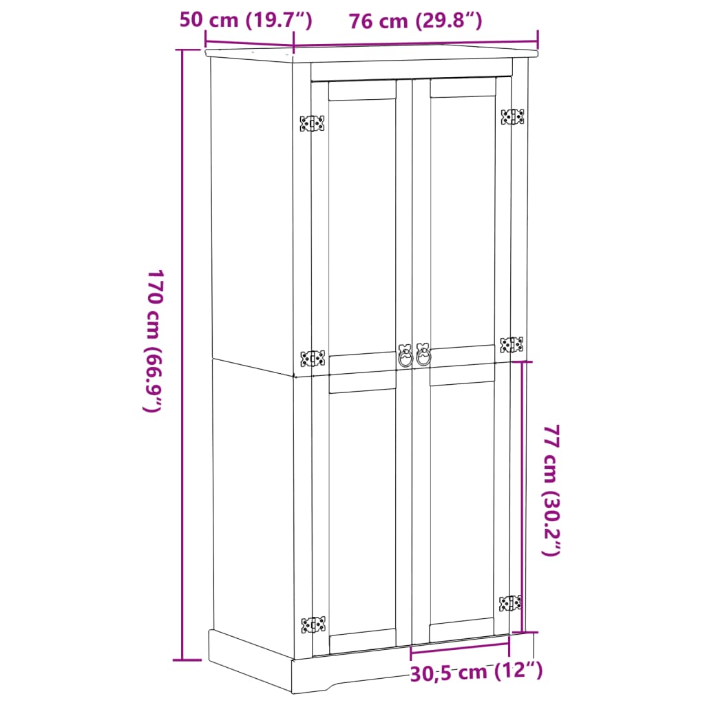 vidaXL Garde-robe Corona 76x50x170 cm bois de pin massif