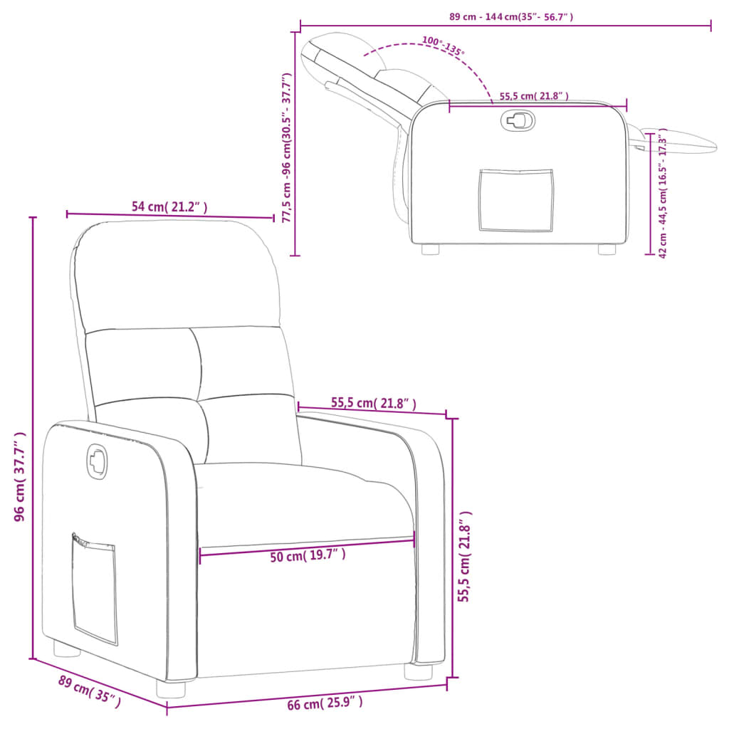 vidaXL Fauteuil inclinable Gris foncé Tissu