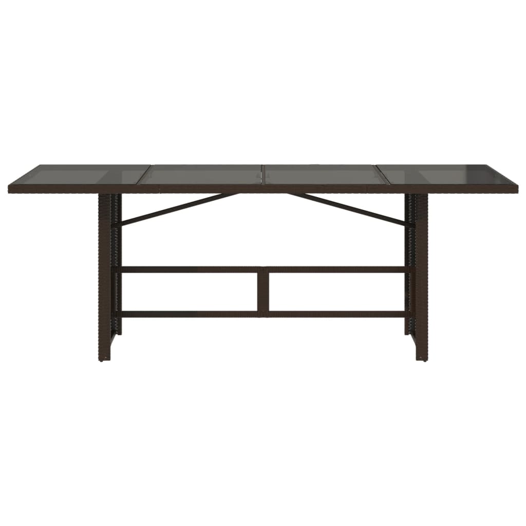 vidaXL Table de jardin dessus en verre marron 190x80x74 cm