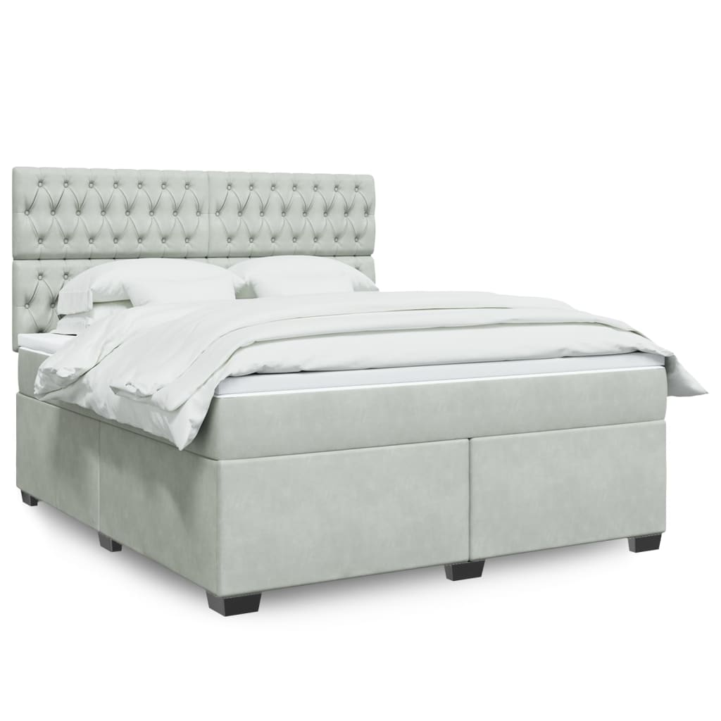 vidaXL Sommier à lattes de lit et matelas Gris clair 180x200cm Velours