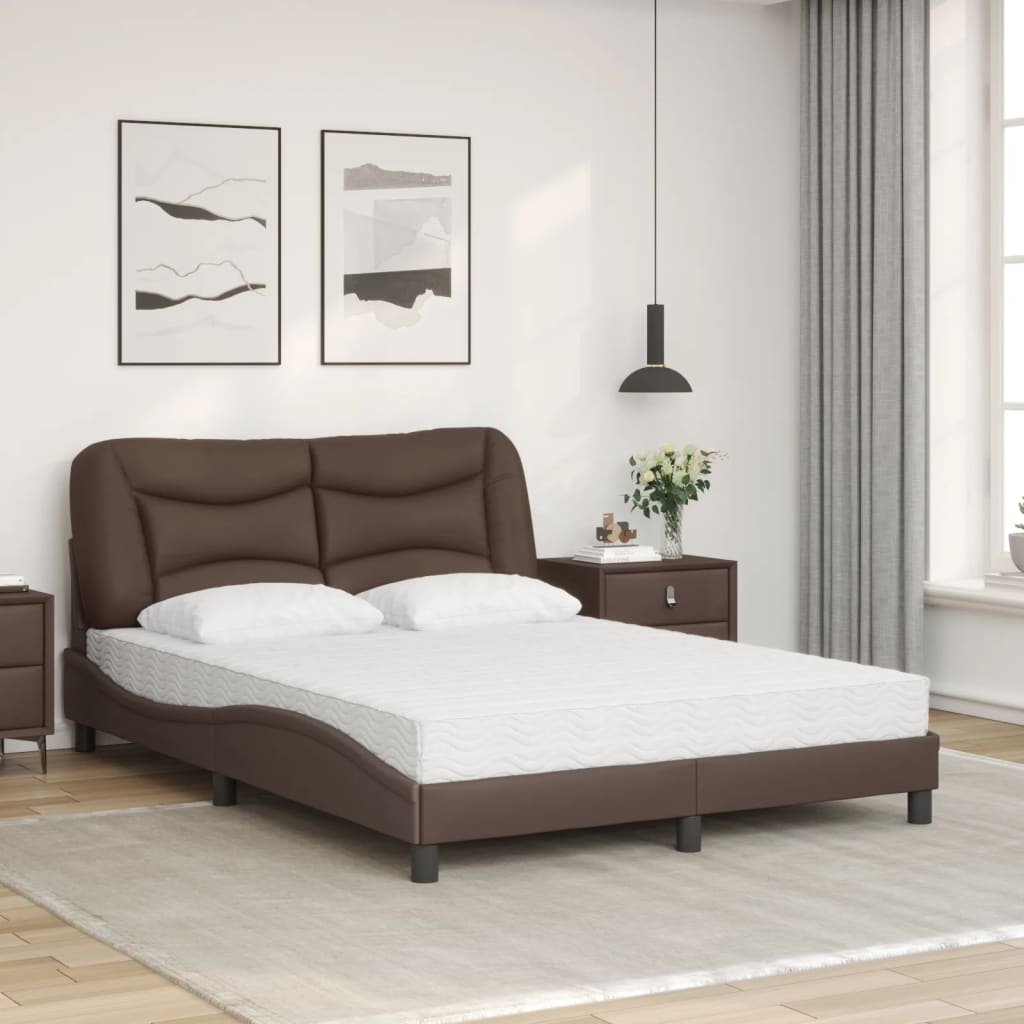 vidaXL Lit avec matelas marron 140x200 cm similicuir