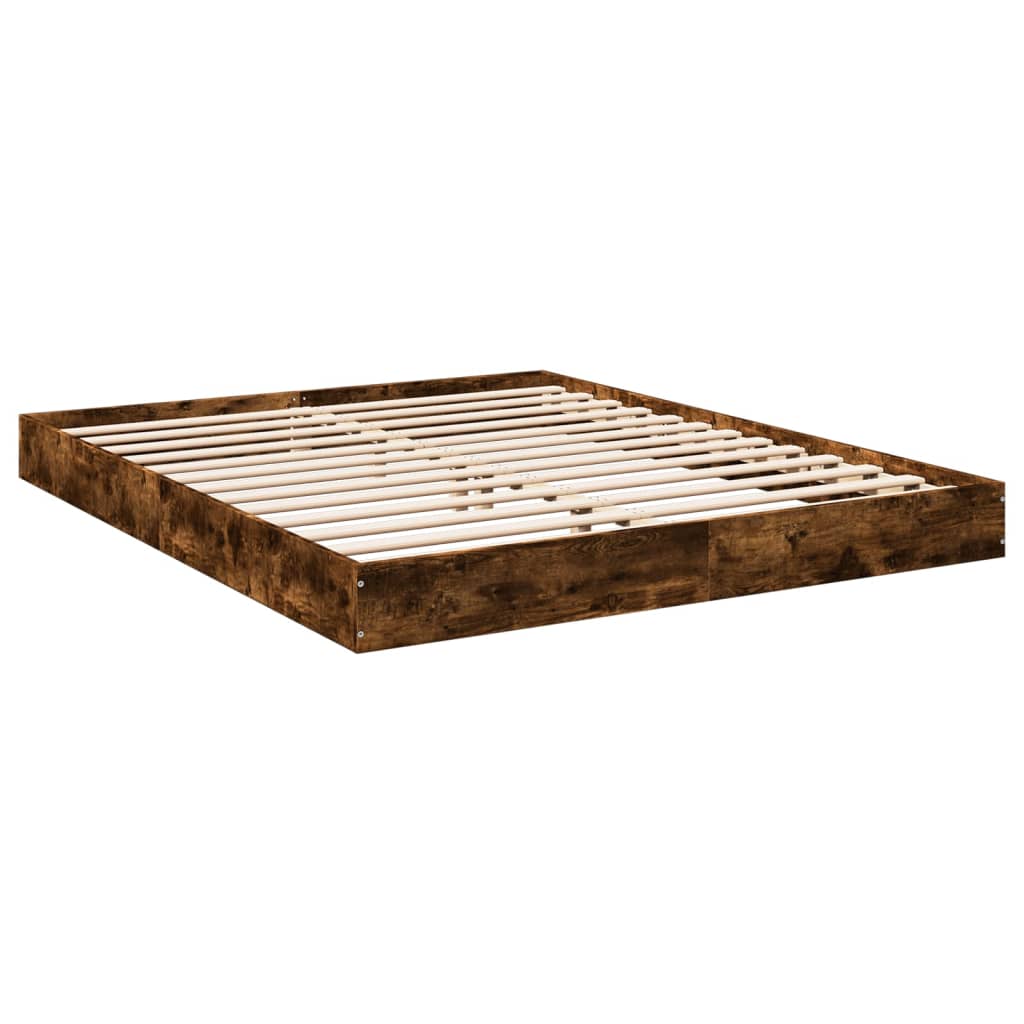 vidaXL Cadre de lit sans matelas chêne fumé 150x200 cm bois ingénierie