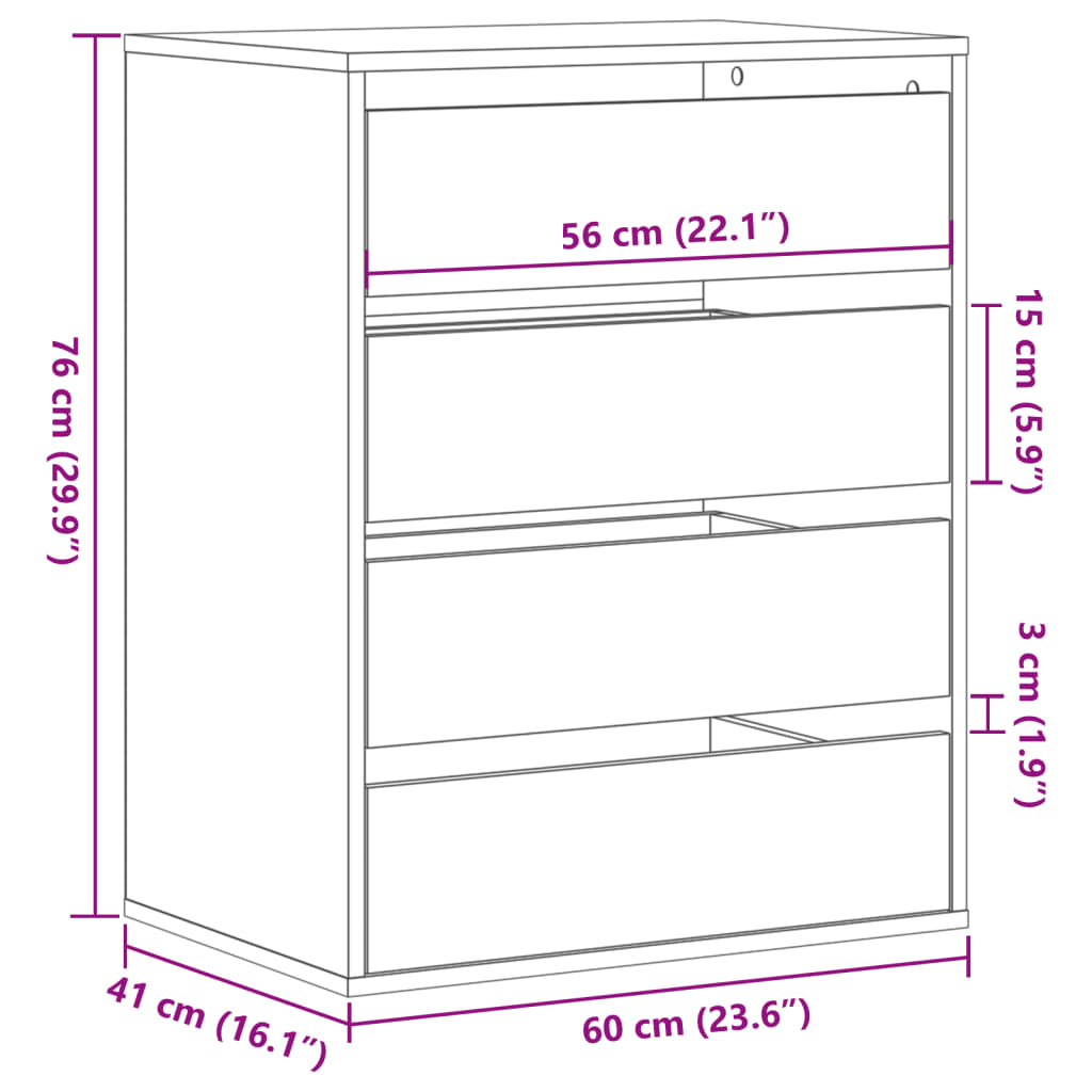 vidaXL Commode d'angle sonoma gris 60x41x76 cm bois d'ingénierie