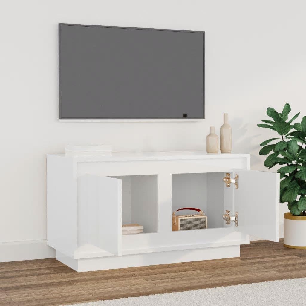 vidaXL Meuble TV blanc brillant 80x35x45 cm bois d'ingénierie