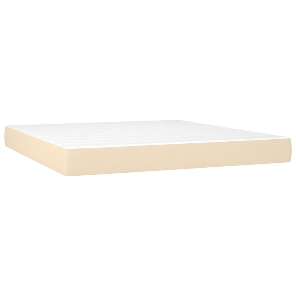 vidaXL Sommier à lattes de lit avec matelas Crème 160x200 cm Tissu