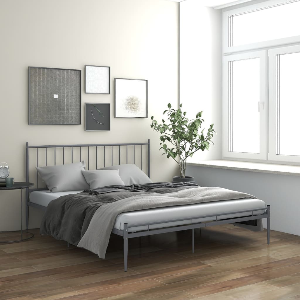 vidaXL Cadre de lit sans matelas gris métal 200x200 cm