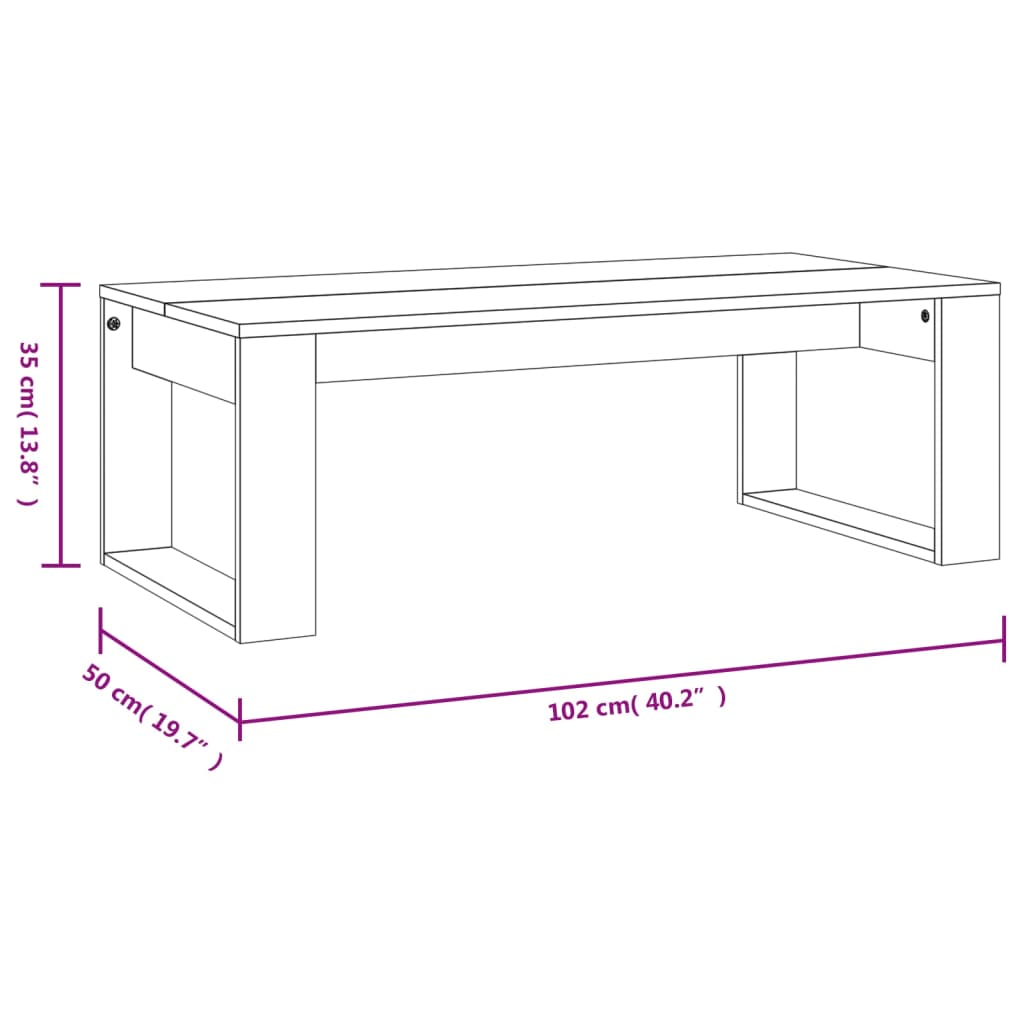 vidaXL Table basse sonoma gris 102x50x35 cm bois d'ingénierie