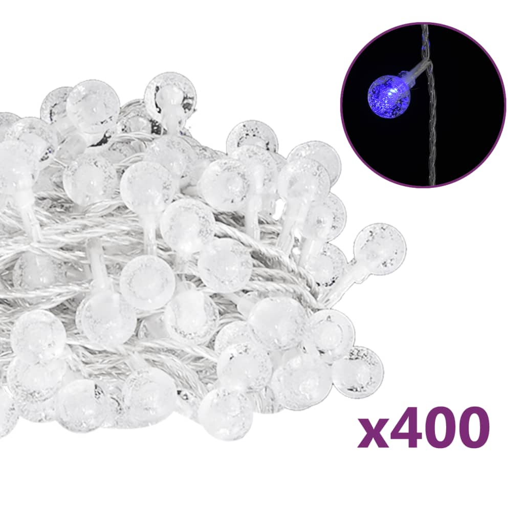 vidaXL Guirlande lumineuse Globe 40 m 400 LED Bleu 8 fonctions