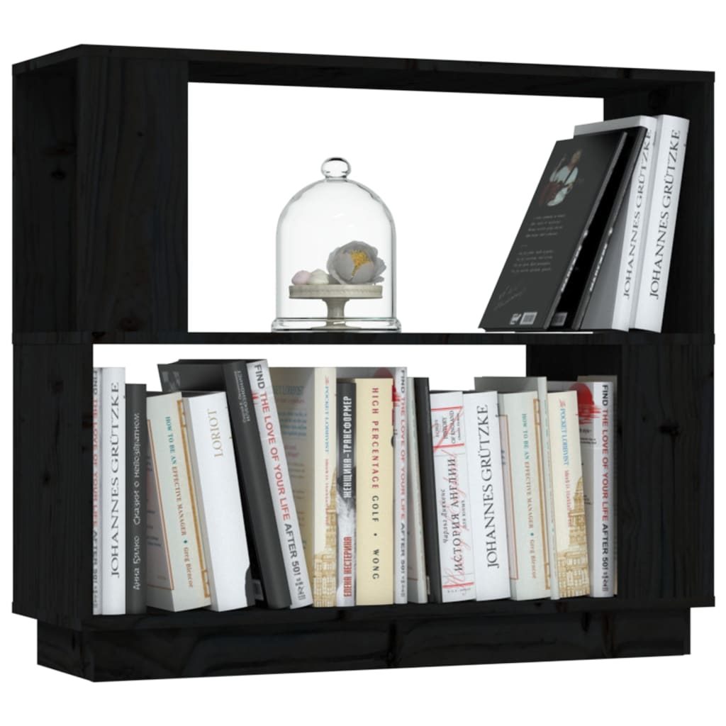 vidaXL Bibliothèque/Séparateur de pièce Noir 80x25x70 cm Pin massif