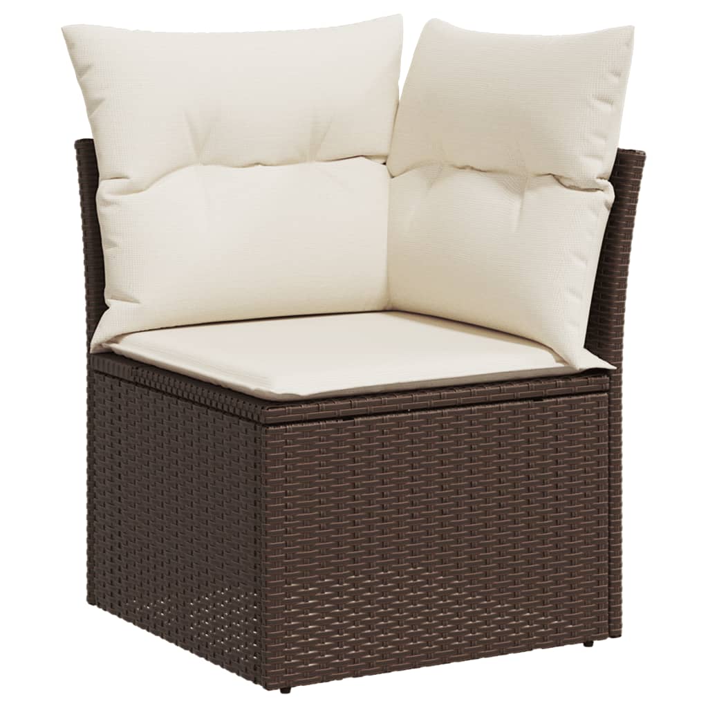 vidaXL Salon de jardin avec coussins 9 pcs marron résine tressée