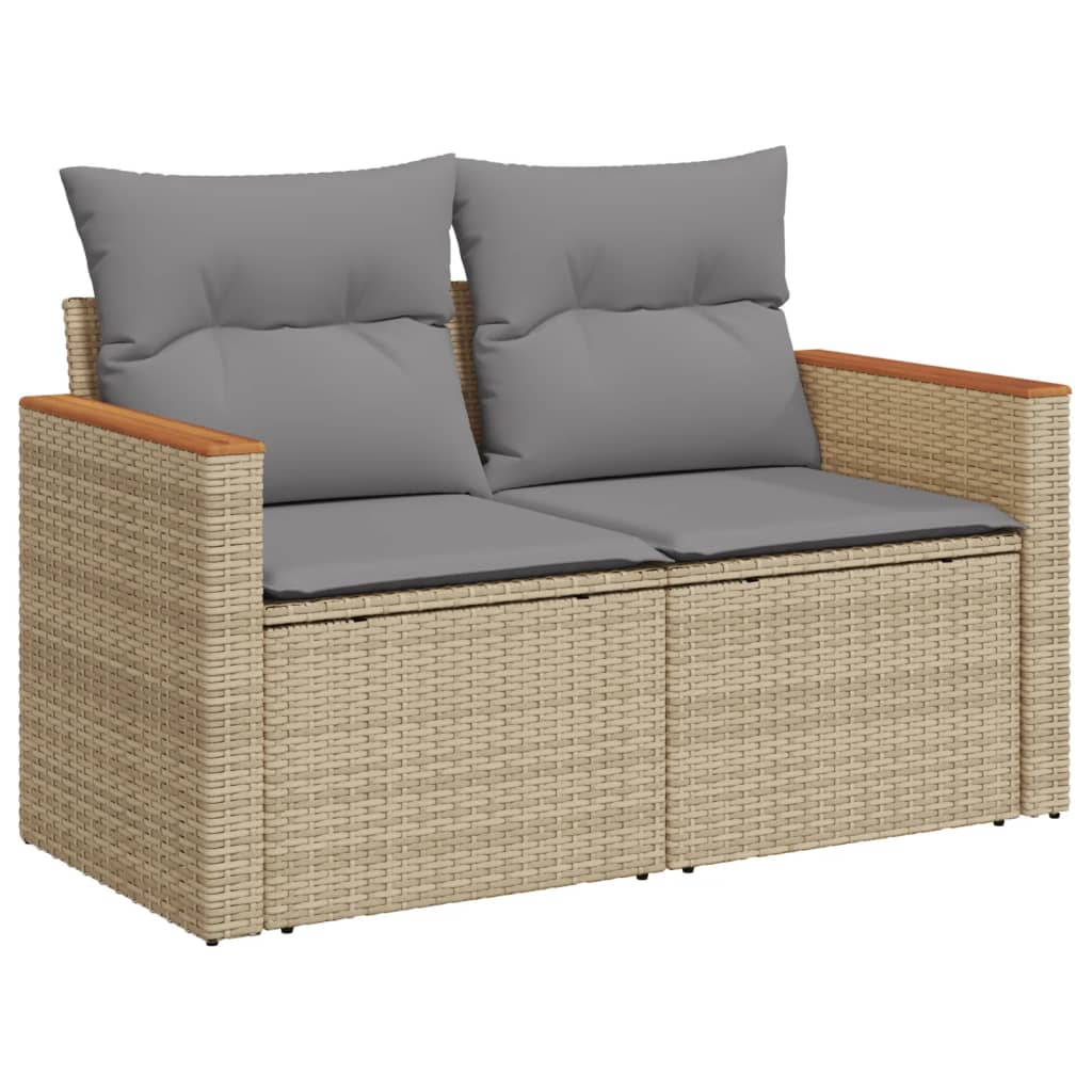 vidaXL Salon de jardin et coussins 11 pcs mélange beige résine tressée