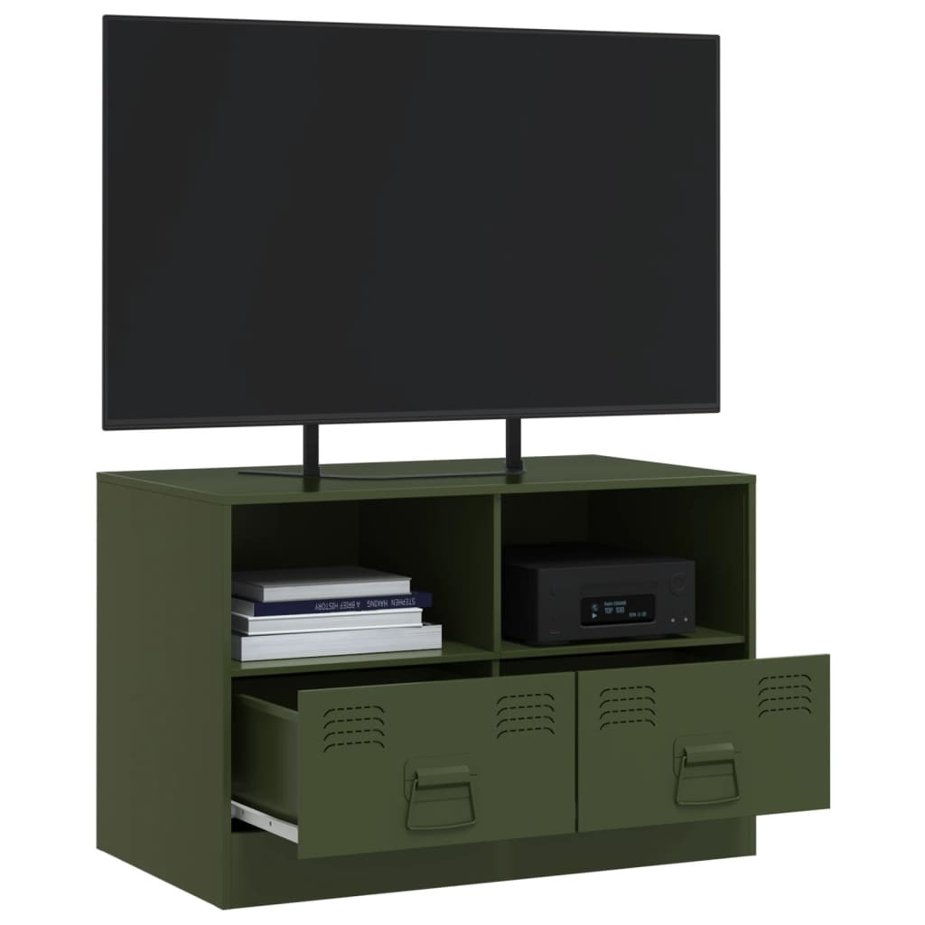 vidaXL Meuble TV vert olive 67x39x44 cm acier