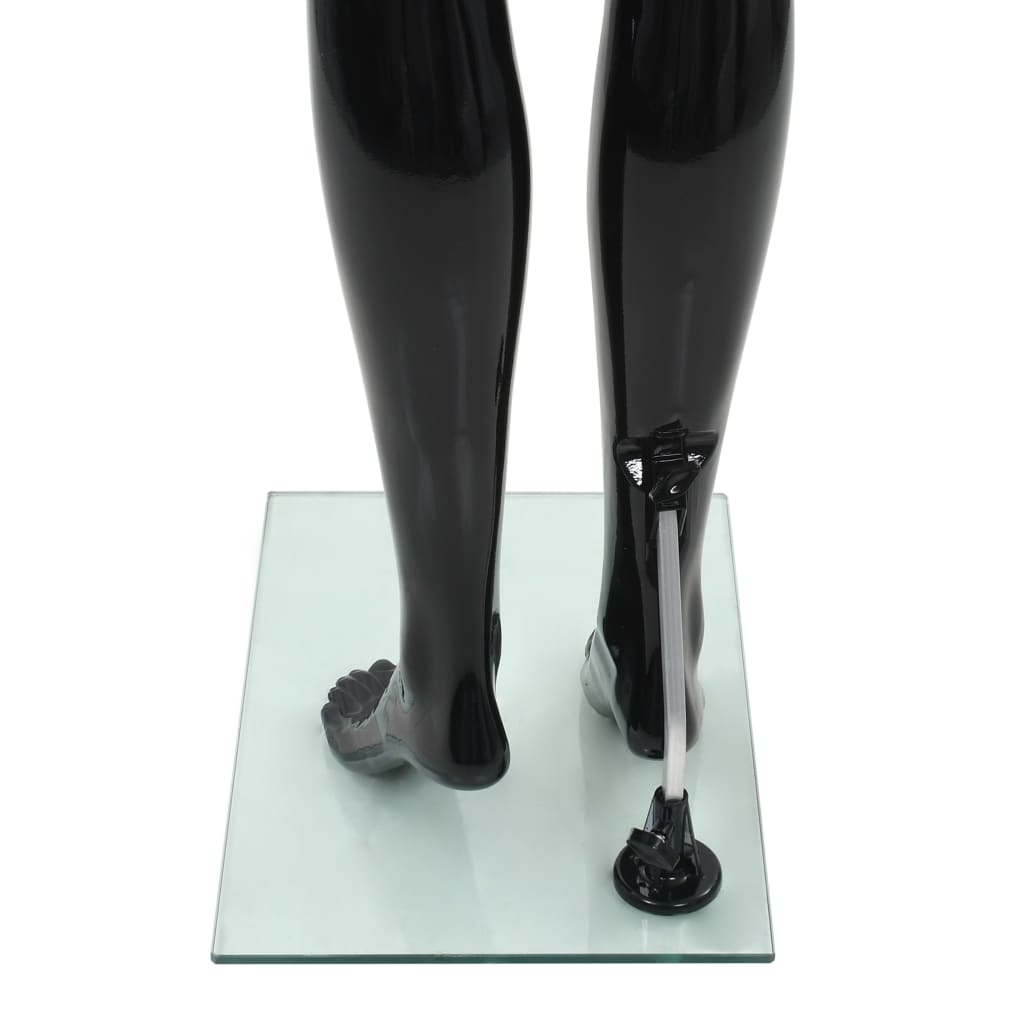 vidaXL Mannequin femme corps complet base verre Noir brillant 175 cm