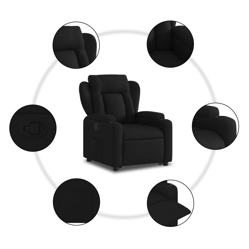 vidaXL Fauteuil inclinable noir tissu