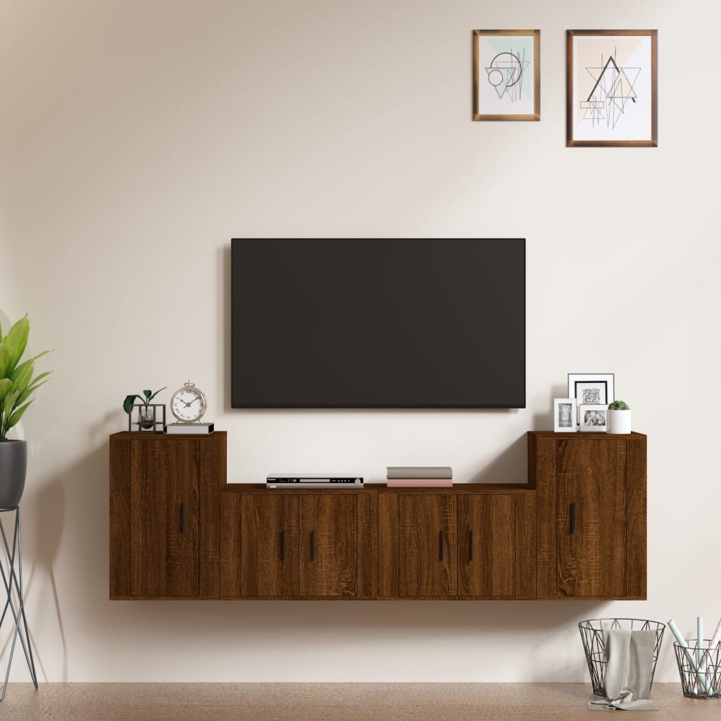 vidaXL Ensemble de meubles TV 4 pcs Chêne marron Bois d'ingénierie