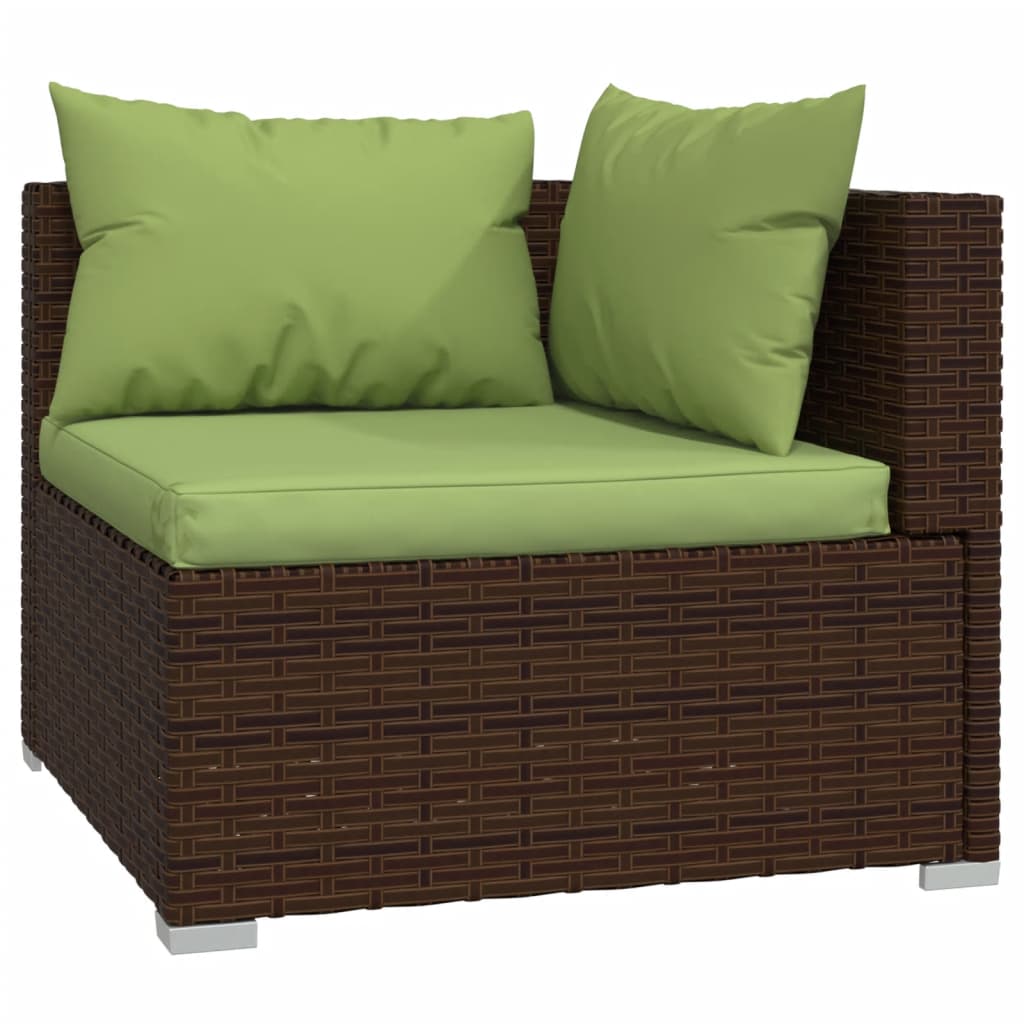 vidaXL Salon de jardin avec coussins 7 pcs marron résine tressée